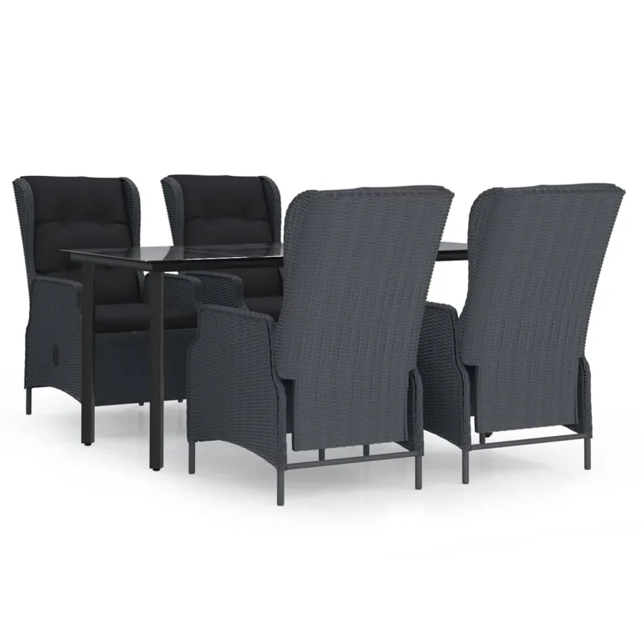 Ensemble à manger de jardin 5 pcs Gris foncé Résine tressée - 2