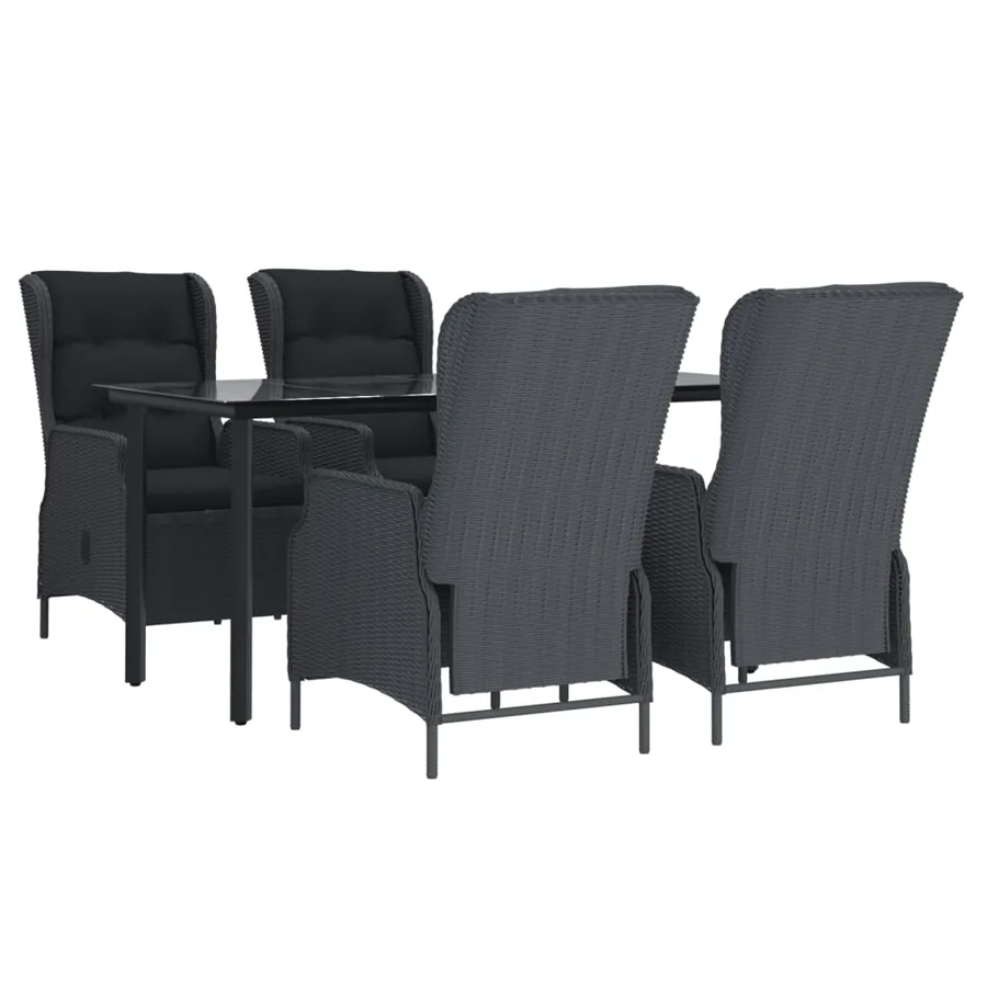 Ensemble à manger de jardin 5 pcs Gris foncé Résine tressée - 3