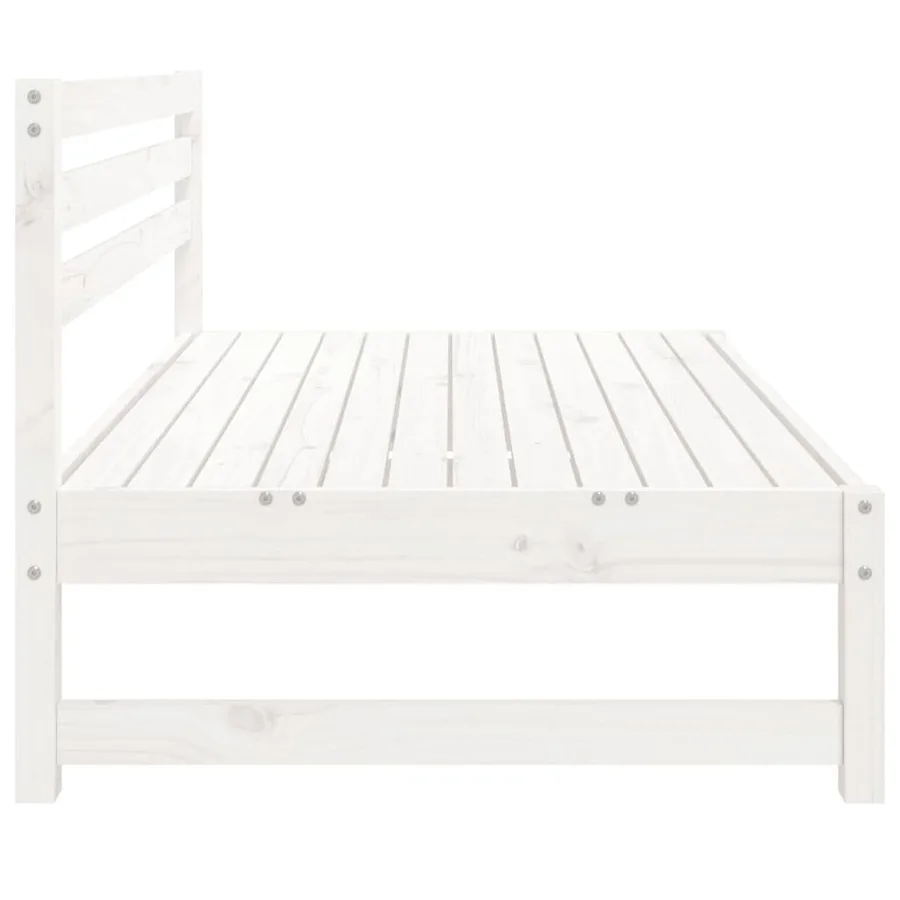 Canapé central de jardin blanc 120x80 cm bois de pin massif - 4