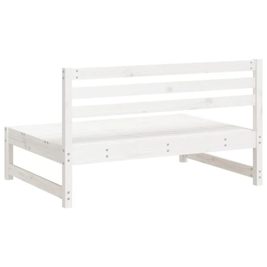 Canapé central de jardin blanc 120x80 cm bois de pin massif - 5