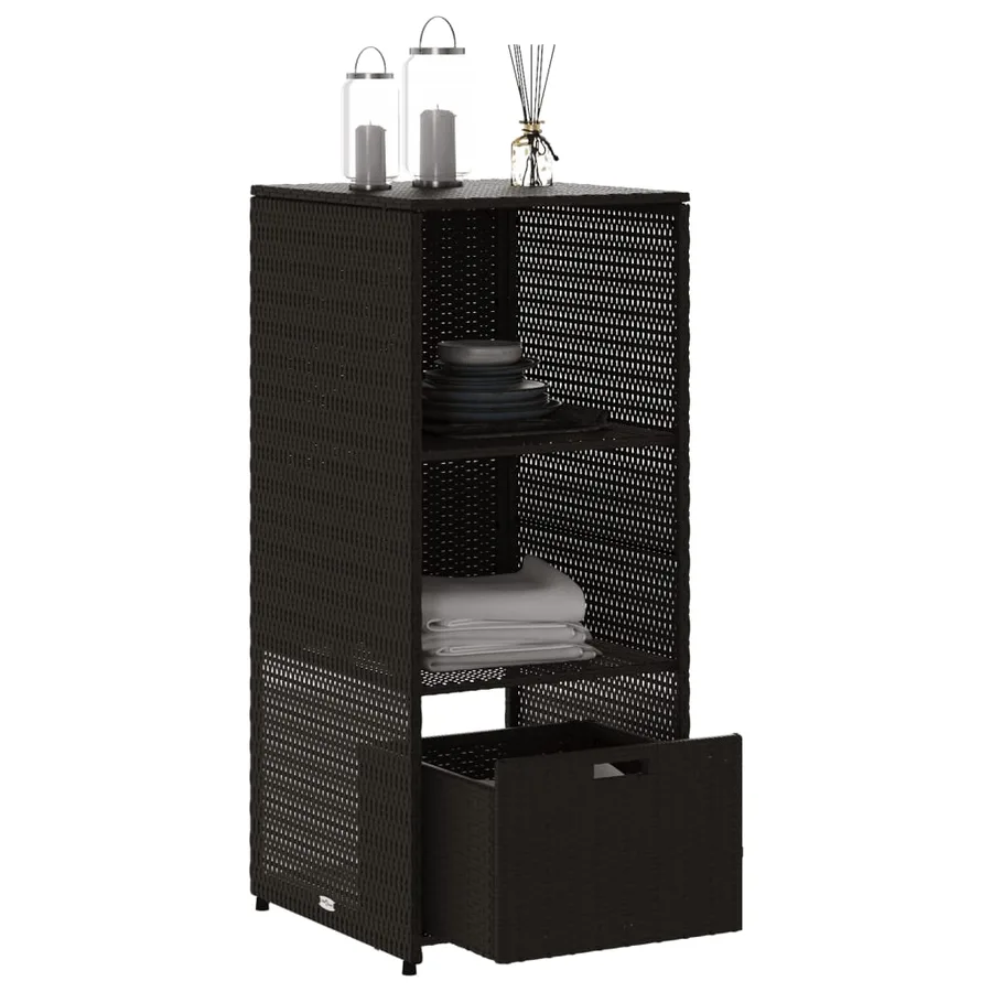 Armoire de rangement de jardin noir 50x55x115 cm résine tressée - 5