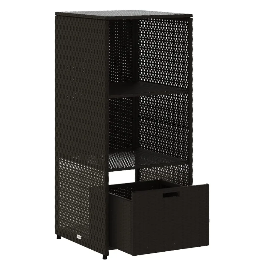 Armoire de rangement de jardin noir 50x55x115 cm résine tressée - 6
