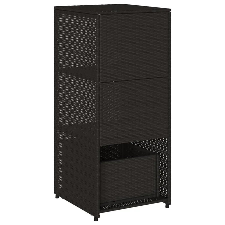 Armoire de rangement de jardin noir 50x55x115 cm résine tressée - 9