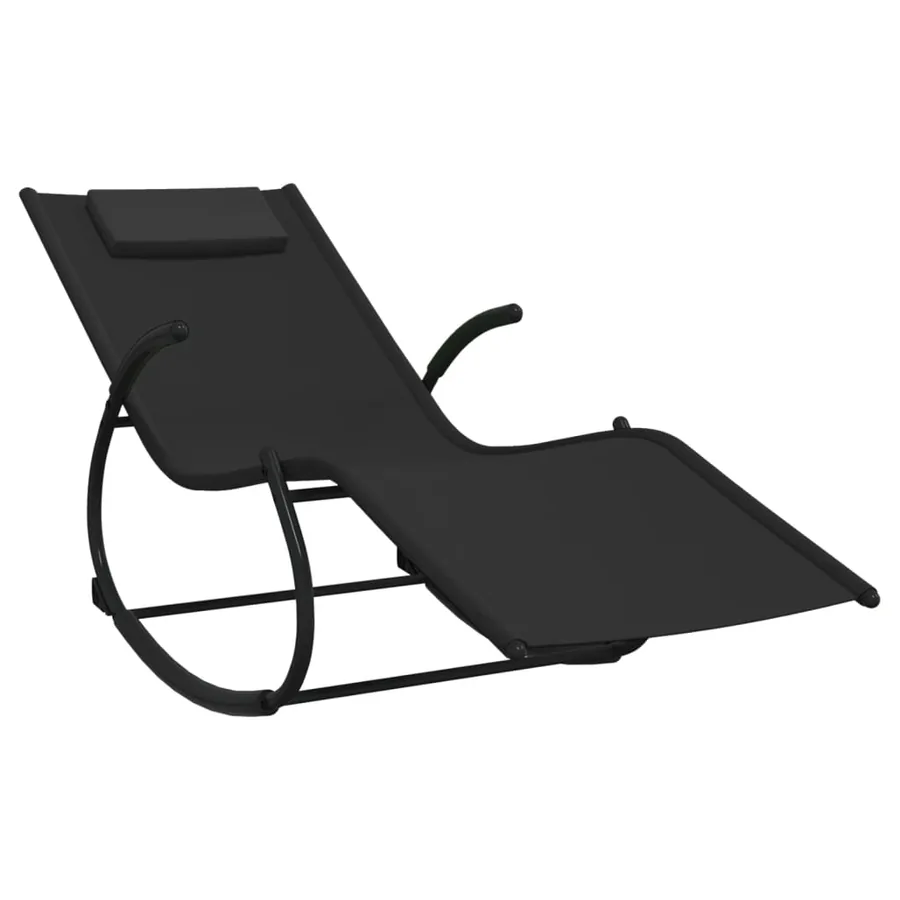 Chaise longue à bascule noir acier et textilène - 2