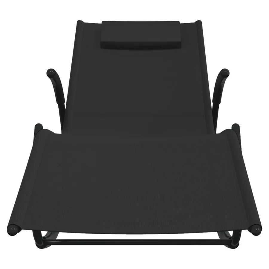 Chaise longue à bascule noir acier et textilène - 3