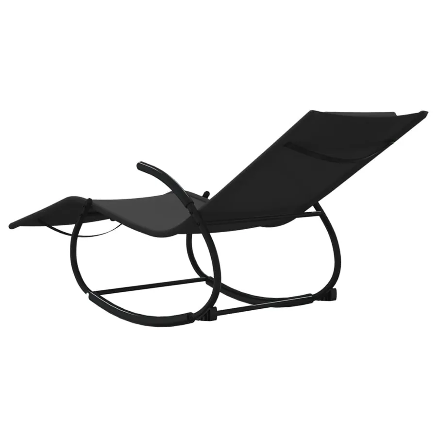 Chaise longue à bascule noir acier et textilène - 5