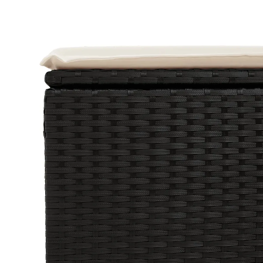 Tabouret de jardin avec coussin noir 55x55x37 cm résine tressée - 5