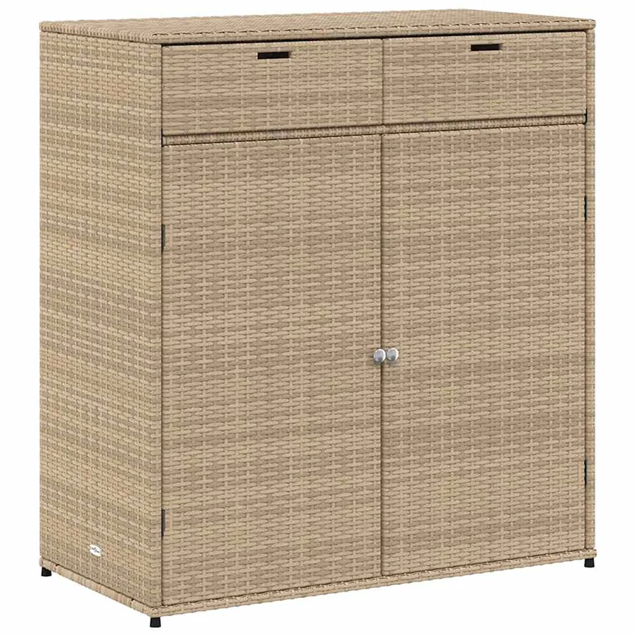 Armoire de rangement jardin beige 105x55x113 cm résine tressée - 2