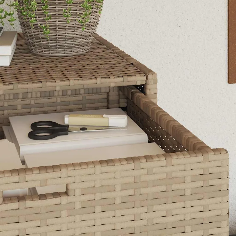 Armoire de rangement jardin beige 105x55x113 cm résine tressée - 4