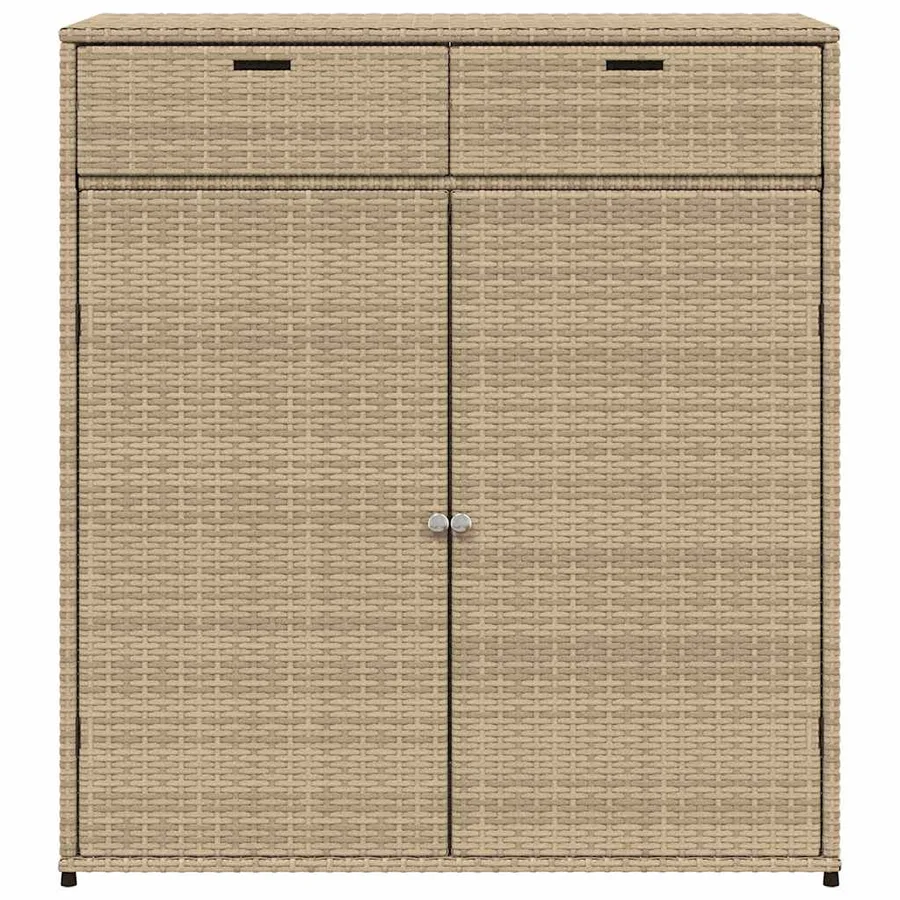 Armoire de rangement jardin beige 105x55x113 cm résine tressée - 6