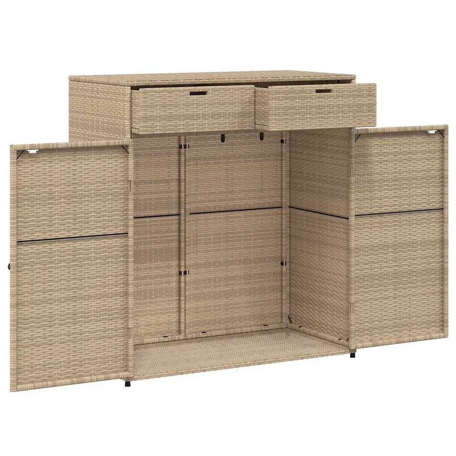 Armoire de rangement jardin beige 105x55x113 cm résine tressée - 7