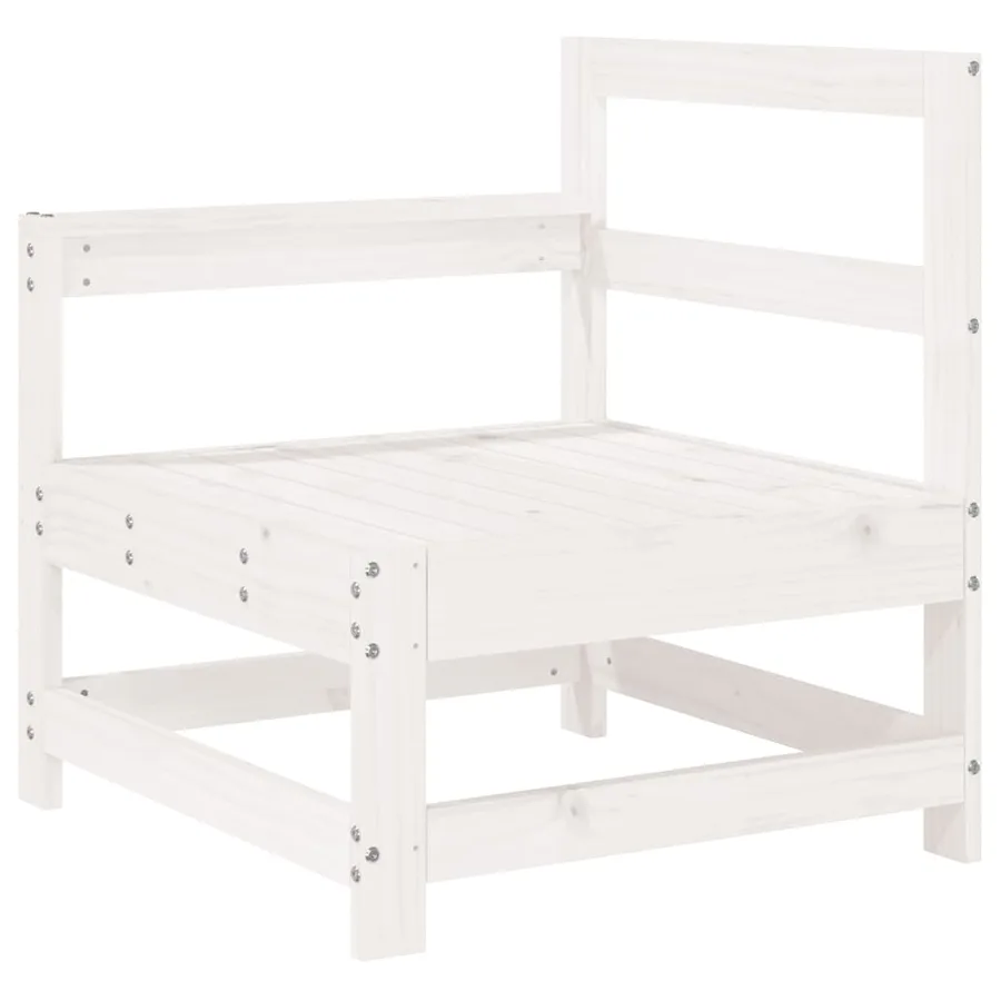 Canapé d'angle de jardin blanc bois de pin massif - 2