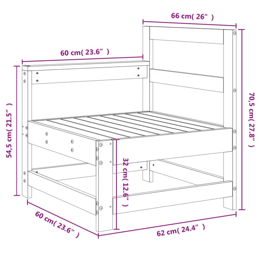 Canapé d'angle de jardin blanc bois de pin massif - 7