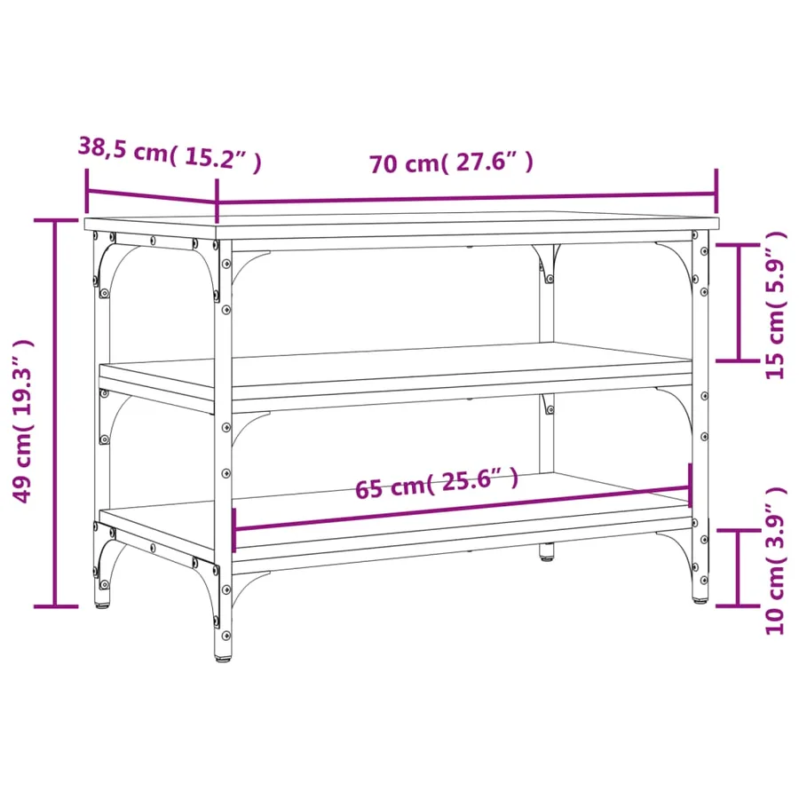 Banc à chaussures chêne sonoma 70x38,5x49 cm bois d'ingénierie - 10