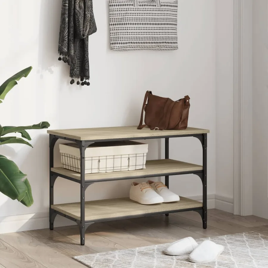 Banc à chaussures chêne sonoma 70x38,5x49 cm bois d'ingénierie - 3
