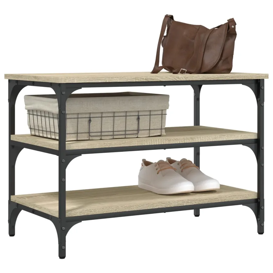 Banc à chaussures chêne sonoma 70x38,5x49 cm bois d'ingénierie - 4
