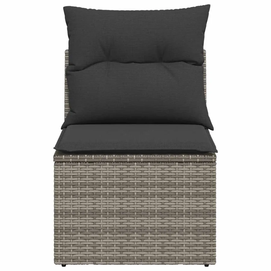 Canapé de jardin sans accoudoirs coussins gris résine tressée - 4