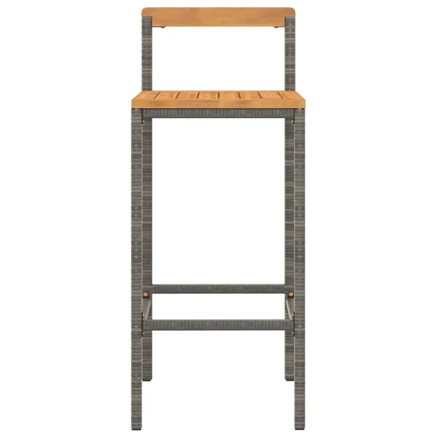 Tabourets de bar lot de 4 gris résine tressée et bois d'acacia - 4