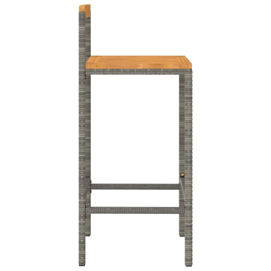 Tabourets de bar lot de 4 gris résine tressée et bois d'acacia - 5