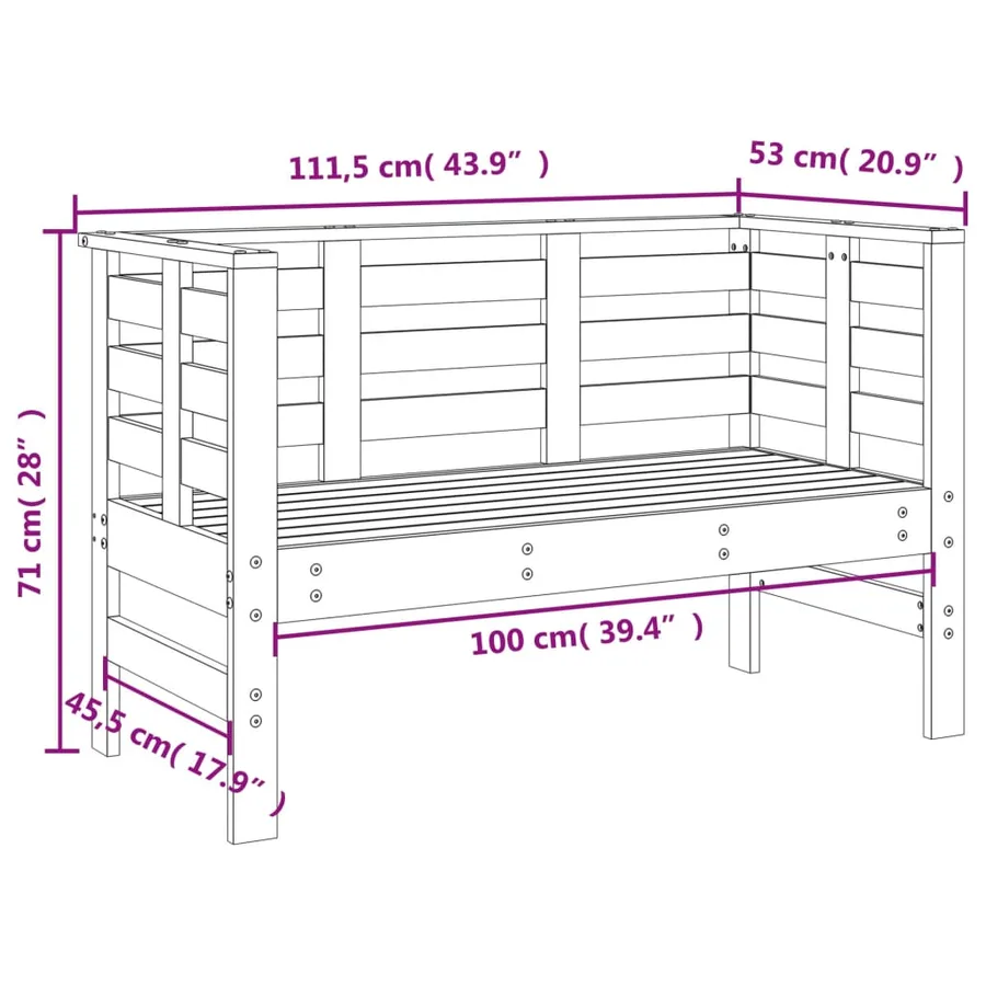 Banc de jardin 111,5x53x71 cm bois massif de douglas - 9