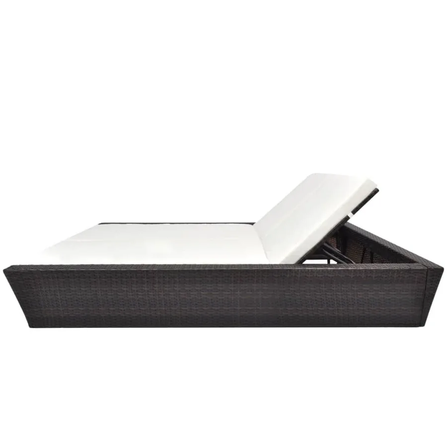 Lit de repos d'extérieur avec coussin Résine tressée Marron - 3