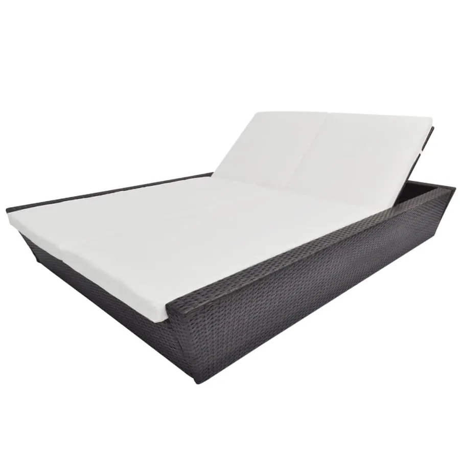 Lit de repos d'extérieur avec coussin Résine tressée Marron - 4