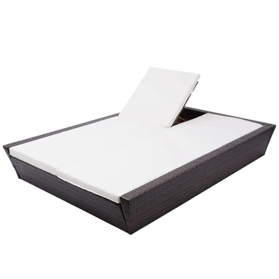Lit de repos d'extérieur avec coussin Résine tressée Marron - 6