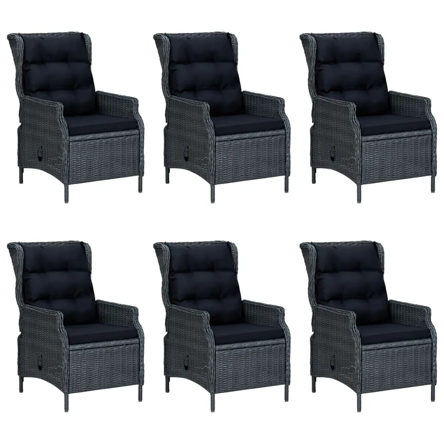 Ensemble à manger d'extérieur 7pcs et coussins rotin gris foncé - 3