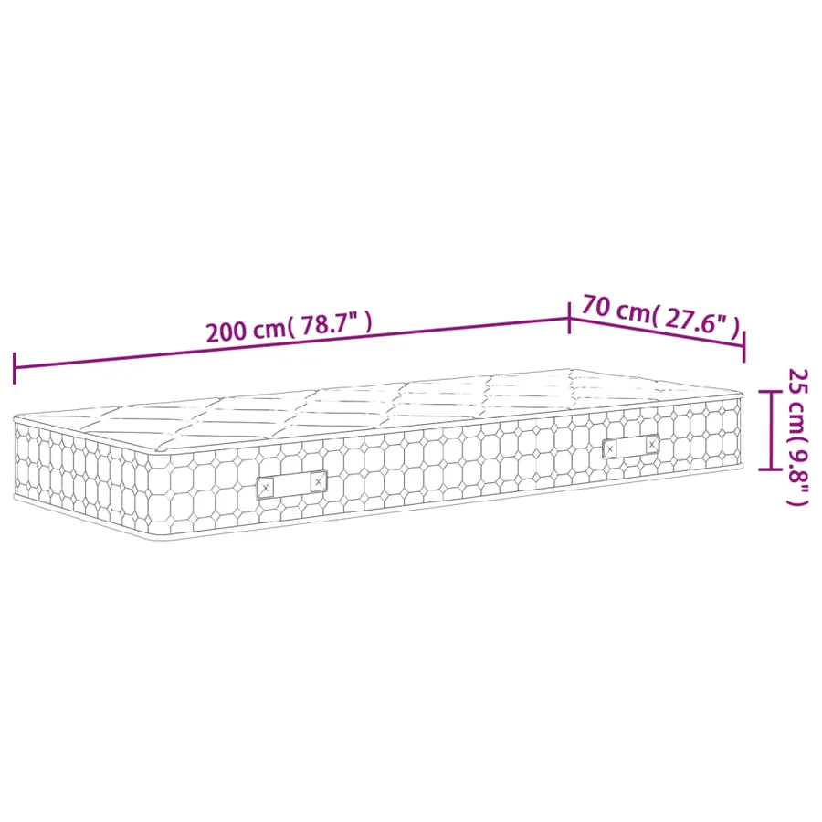 Matelas à ressorts ensachés dureté moyenne 70x200 cm - 9