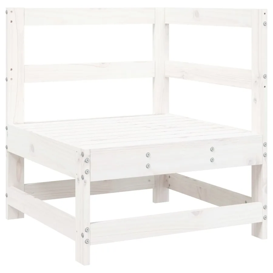 Canapé d'angle de jardin blanc bois de pin massif - 2