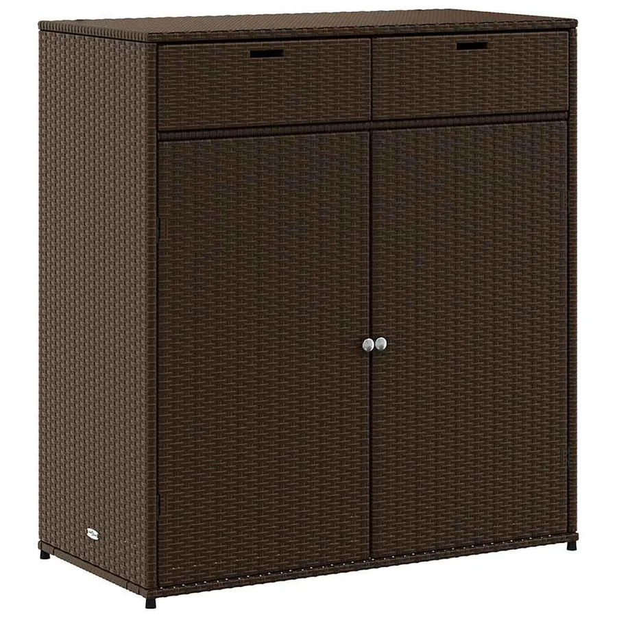 Armoire de rangement jardin marron 105x55x113 cm résine tressée - 2