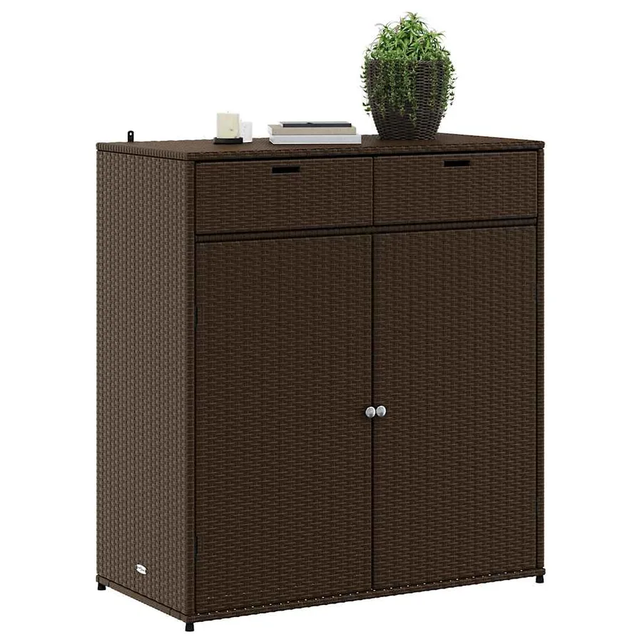 Armoire de rangement jardin marron 105x55x113 cm résine tressée - 4