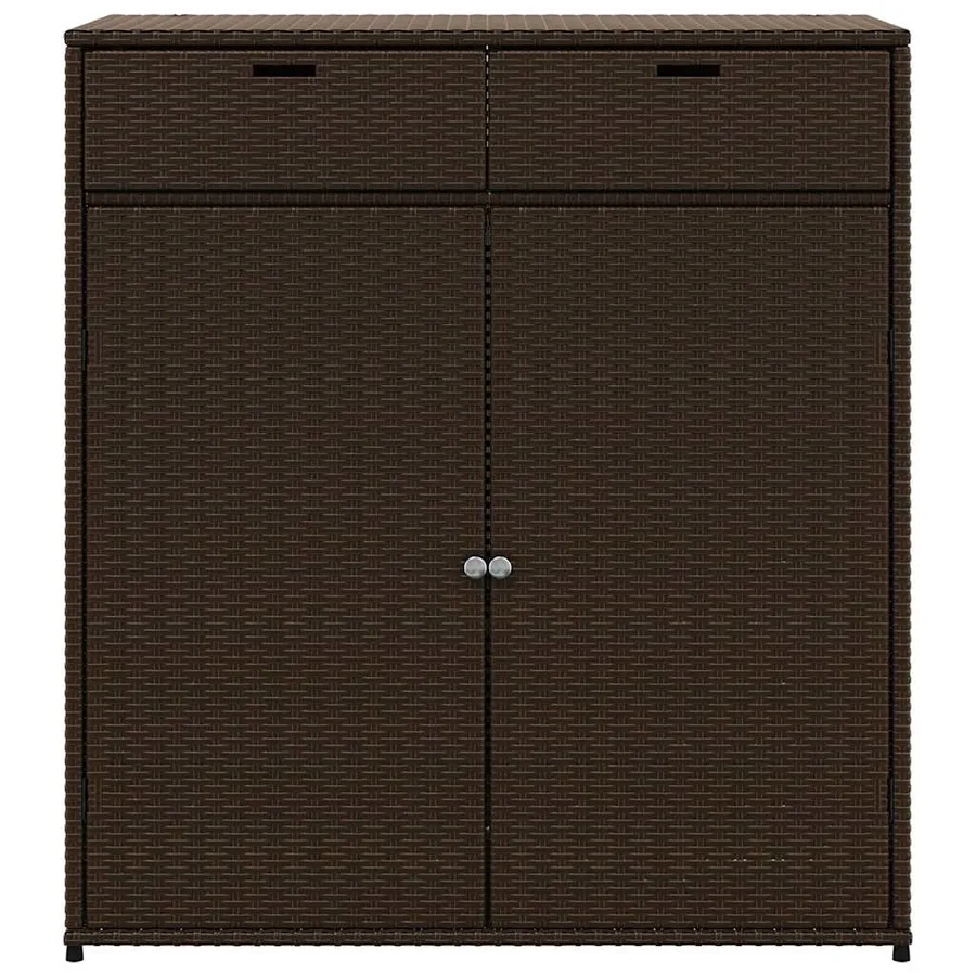 Armoire de rangement jardin marron 105x55x113 cm résine tressée - 6