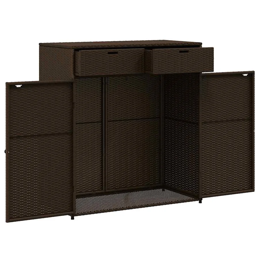 Armoire de rangement jardin marron 105x55x113 cm résine tressée - 7