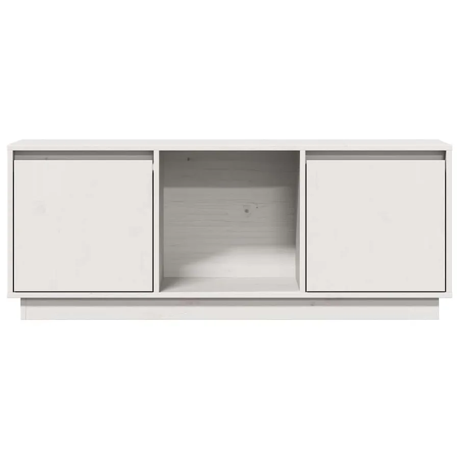 Meuble TV Blanc 110,5x35x44 cm Bois de pin massif - 5