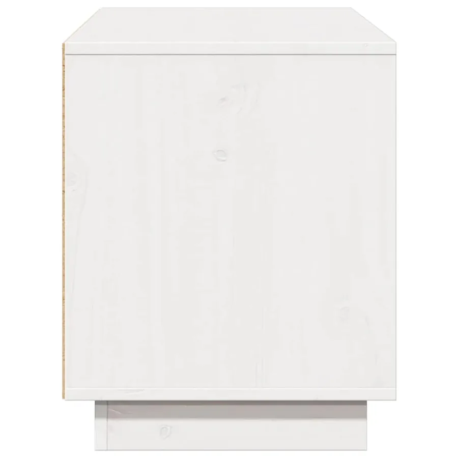 Meuble TV Blanc 110,5x35x44 cm Bois de pin massif - 7