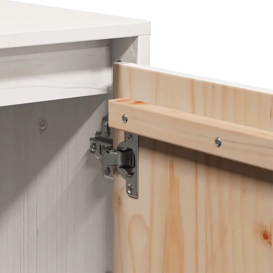 Meuble TV Blanc 110,5x35x44 cm Bois de pin massif - 9