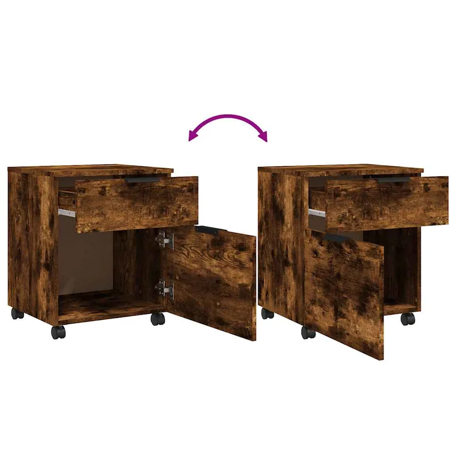 Classeur mobile avec roues Chêne fumé 45x38x54 cm Bois - 6