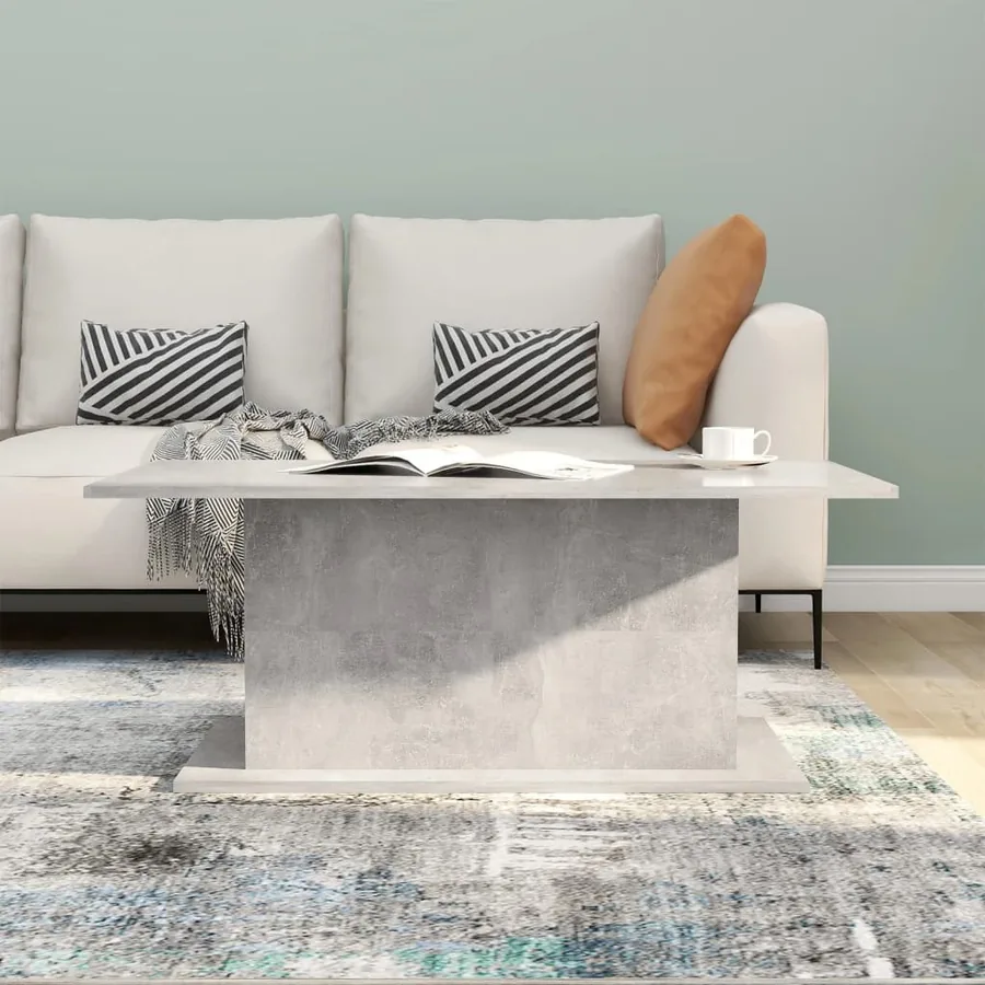 Table basse gris béton 102x55,5x40 cm bois d'ingénierie - 3
