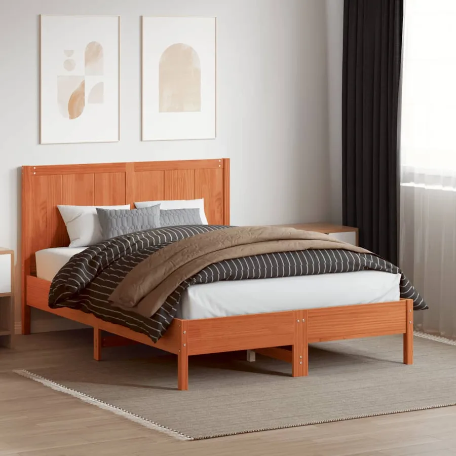 Tête de lit cire marron 135 cm bois massif de pin - 3