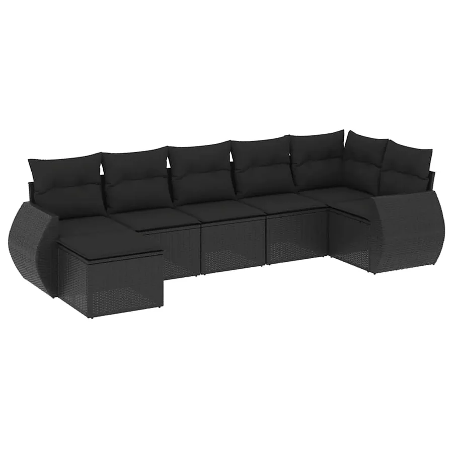 Salon de jardin 7 pcs avec coussins noir résine tressée 62 x 62 x 69 cm - 54,1 kg - 2