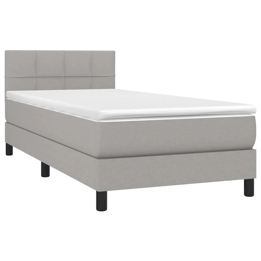 Sommier à lattes de lit matelas LED Gris clair 100x200 cm Tissu - 3