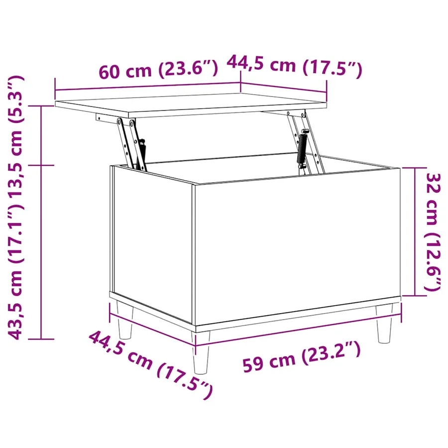 Table basse Blanc 60x44,5x45 cm Bois d'ingénierie - 10