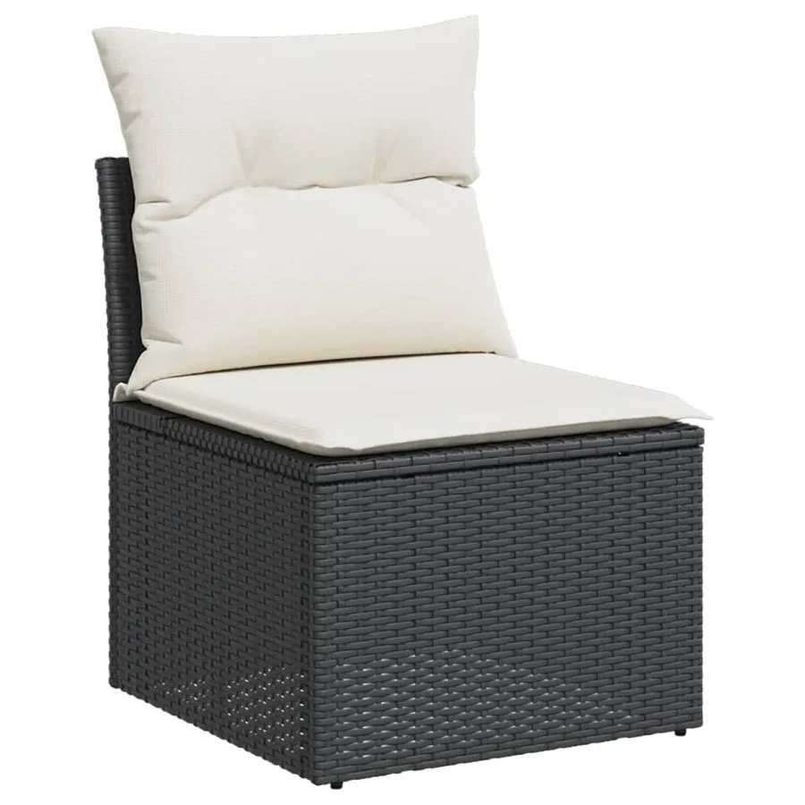 Salon de jardin 9 pcs avec coussins noir résine tressée - 3