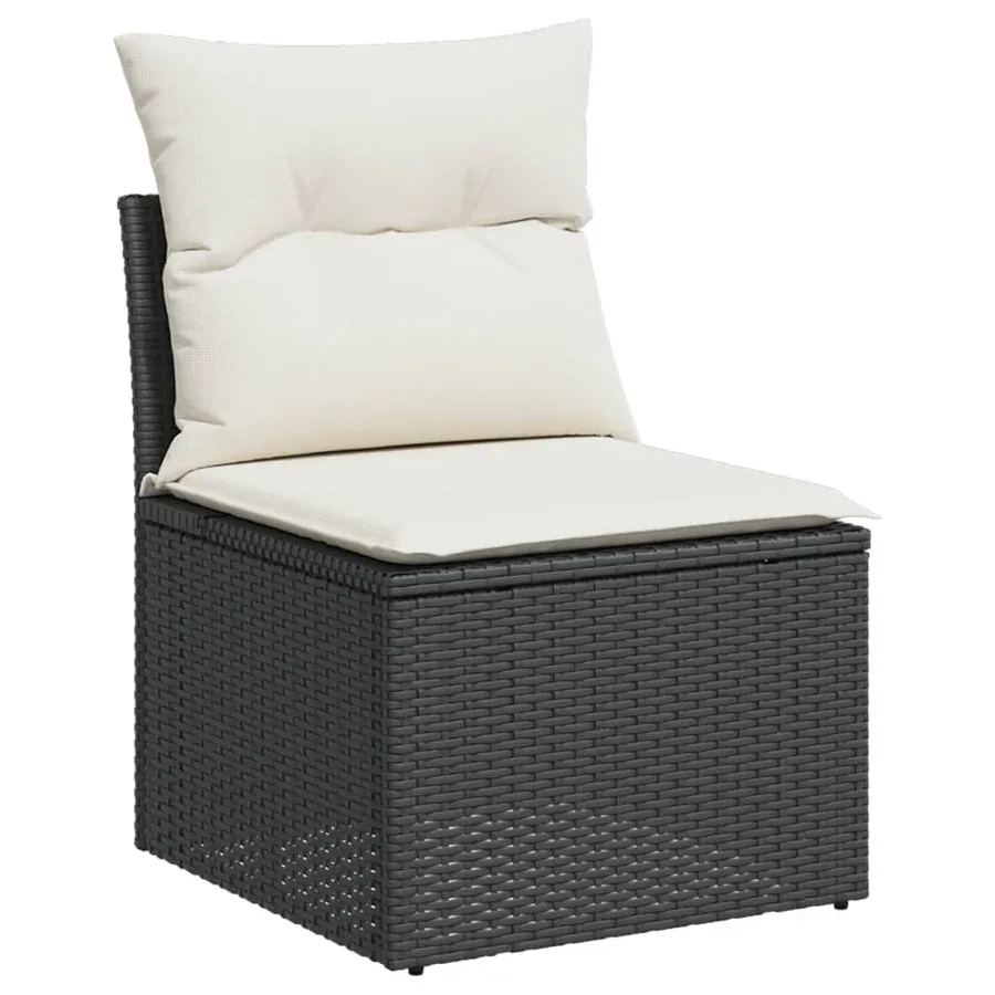Salon de jardin 8 pcs avec coussins noir résine tressée - 4