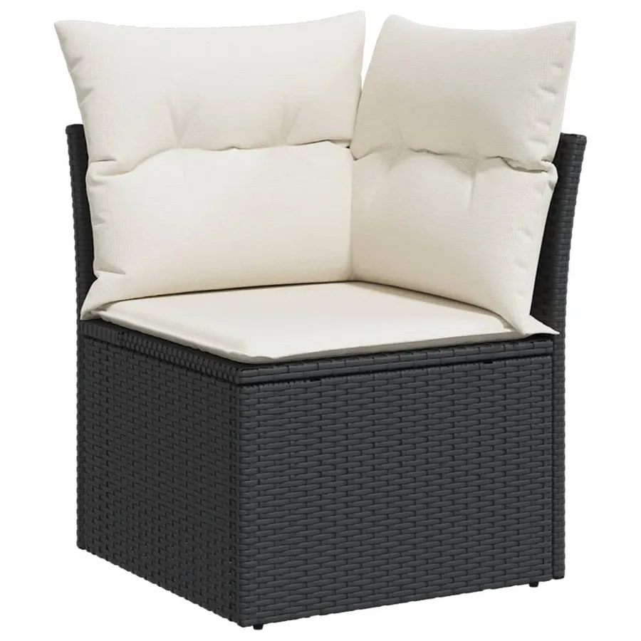 Salon de jardin 9 pcs avec coussins noir résine tressée - 4