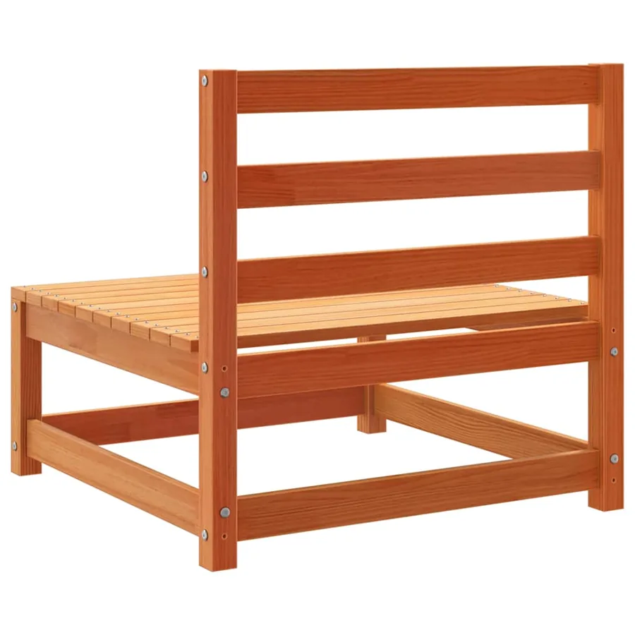 Canapé de jardin sans accoudoirs cire marron bois de pin massif - 6