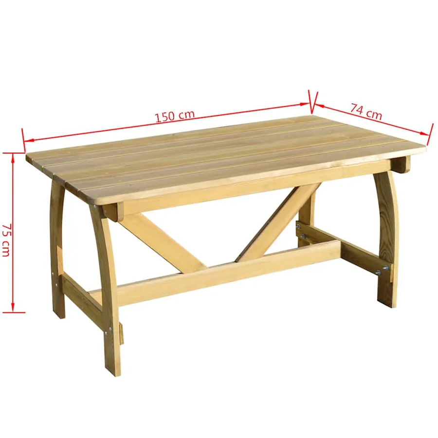 Table de jardin 150x74x75 cm Bois de pin imprégné - 3