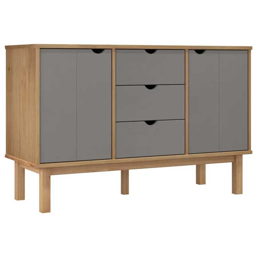 Buffet OTTA Marron et gris 113,5x43x73 cm Bois massif pin - 2