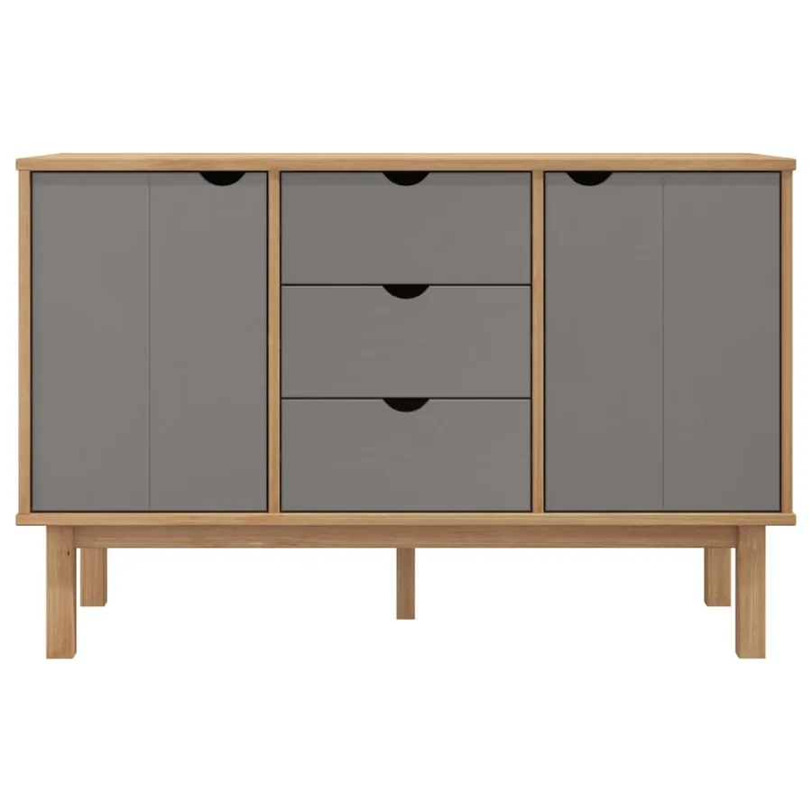 Buffet OTTA Marron et gris 113,5x43x73 cm Bois massif pin - 3